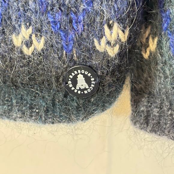 Barbour Fair Isle Wool Mohair Alpaca Blend Sweater Size 12 purplish blue - Picture 2 of 5